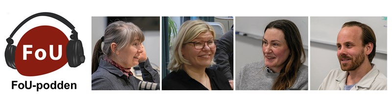 Deltagare i poddavsnitt 93 och poddloggan