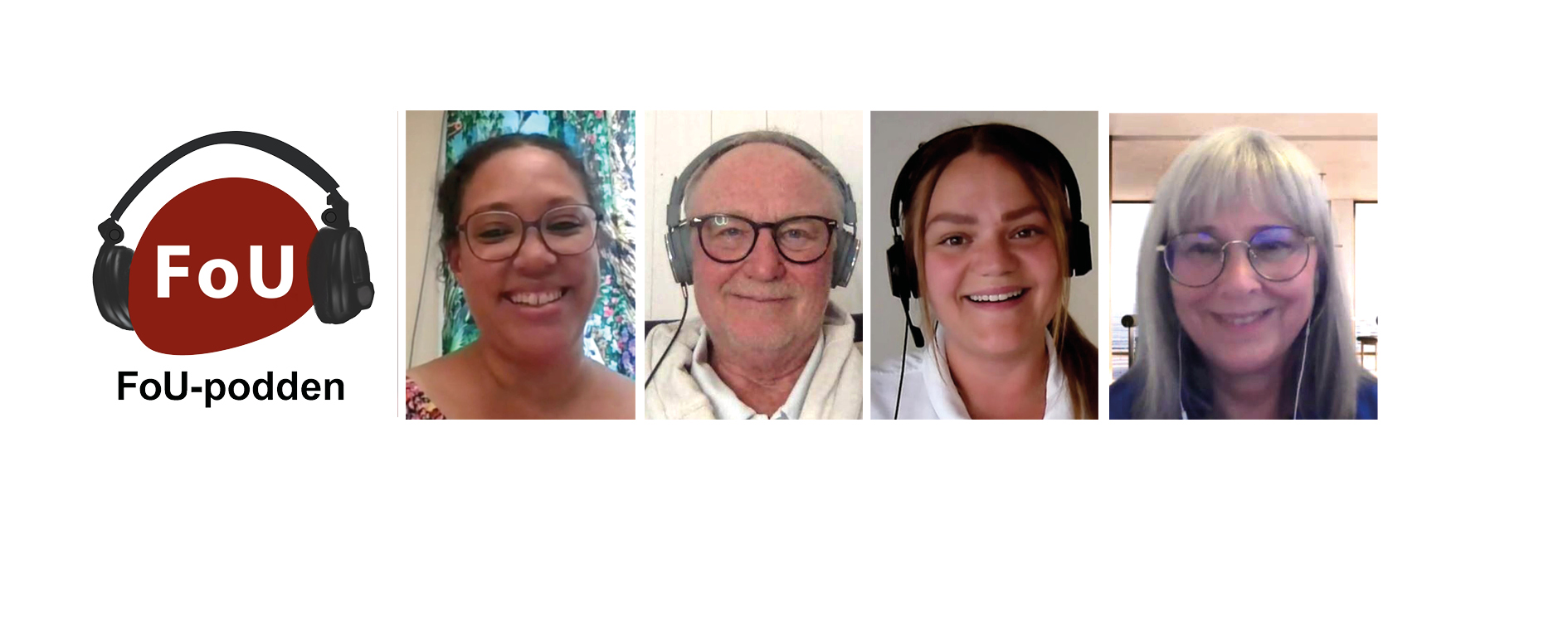 Bild på poddloggan och deltagarna i podden
