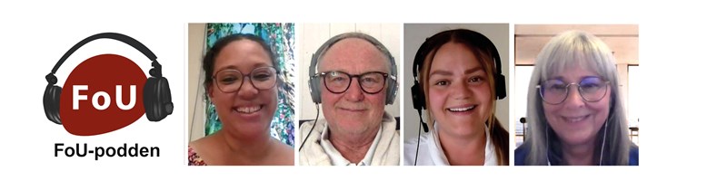 Bild på poddloggan och deltagarna i podden