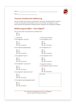 Teamets checklista för bedömning